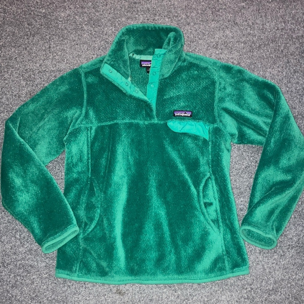 PATAGONIA green fleece hoodie women S
